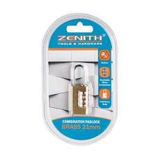 Brass Combination Padlock - 4 Wheel Resettable (21x35mm)